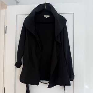 Ya Los Angeles Light black jacket w wide neck and belt NWOT